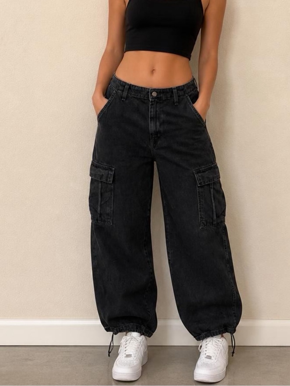 Levi's Black Cargo Wide-Leg Jeans 94 Baggy